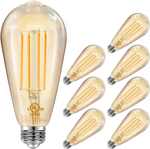 Miniatura 12 de DAYBETTER Paquete de 4 bombillas LED Edison vintage, bombilla LED E26 equivalente a 60 W, bombillas LED regulables, 8 W de alto brillo, 800 lúmenes
