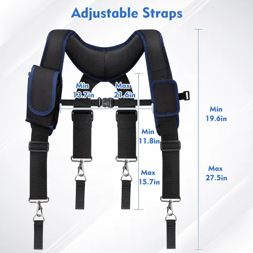 Miniatura 2 de Tool Belt Suspenders for Men, Adjustable Tool Belt with Magnetic Wristband Multifunctional Pouch Pocket for Workers Negro