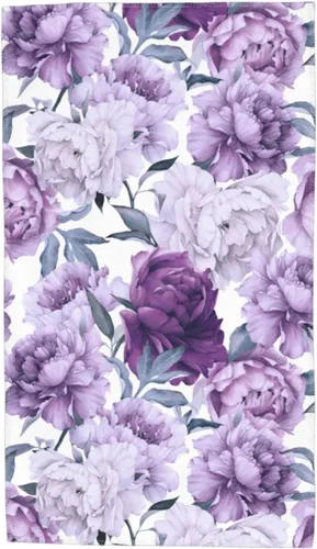 Miniatura 8 de VARUN Toallas largas de mano con flores moradas con hojas verdes, toalla ultra suave, sin costuras, patrón floral, pintura artística, toallas