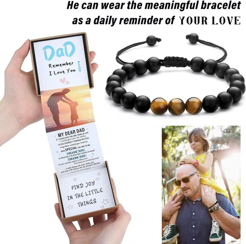 Miniatura 3 de Pulsera de cristal natural para adolescentes, niños, hombres, caja de regalo extraíble especialmente para hijo, nieto, papá, amor en cumpleaños