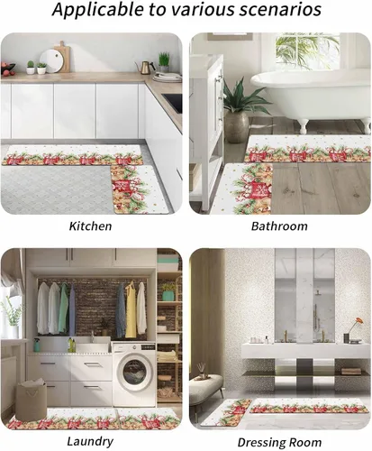 Miniatura 6 de Tapete de baño de Feliz Navidad, antideslizante, de secado rápido y absorbente, tierra de diatomeas, fregadero, dormitorio, cocina, lavable