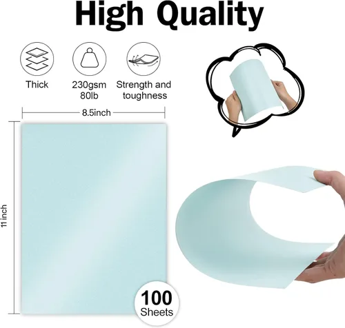 Miniatura 2 de Goefun - 100 hojas de cartulina azul brillante de 8.5 x 11 pulgadas, papel metálico de 80 libras para invitaciones, bodas, fiestas, duchas azul