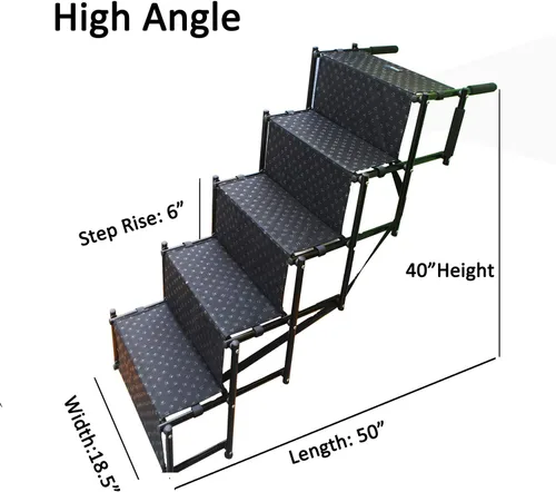 Miniatura 3 de Escaleras mejoradas para perros, escalón plegable para perros grandes con marco de metal, rampa ligera y portátil para mascotas, para automóviles