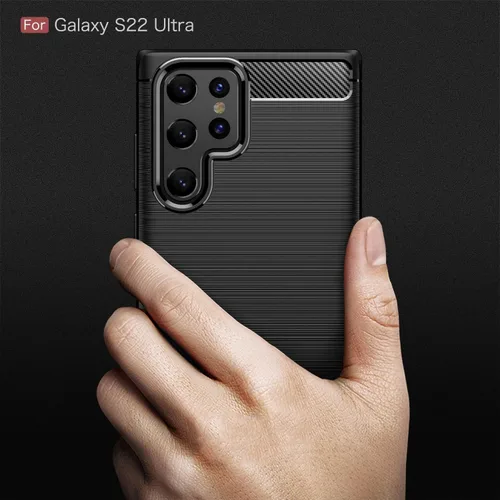 Miniatura 6 de Funda para Samsung Galaxy S22 Ultra - Textura de fibra de carbono, antiarañazos, absorción de golpes (negro)