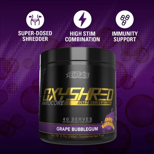 Miniatura 5 de EHP Labs OxyShred Hardcore Super Dosed Polvo de Pre Entrenamiento - Polvo de Preentrenamiento con L Glutamina y Acetil L Carnitina, Bebida