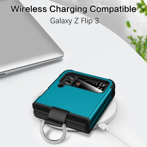 Miniatura 6 de BENTOBEN Funda para Galaxy Z Flip 3, resistente 2 en 1, a prueba de golpes, compatible con carga inalámbrica, pantalla de 6.7 pulgadas, azul profundo