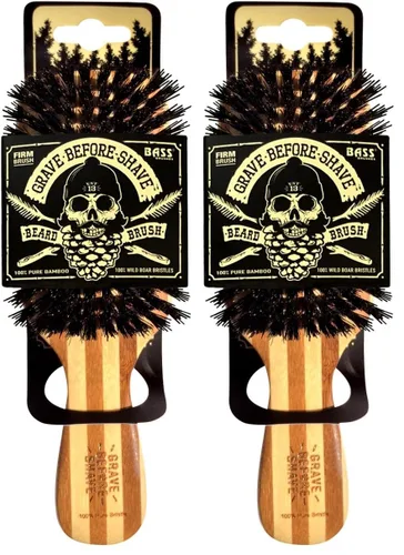 Miniatura 5 de Grave Before Shave Cepillo para barba para hombre con cerdas de jabalí 100% y mango de madera de bambú