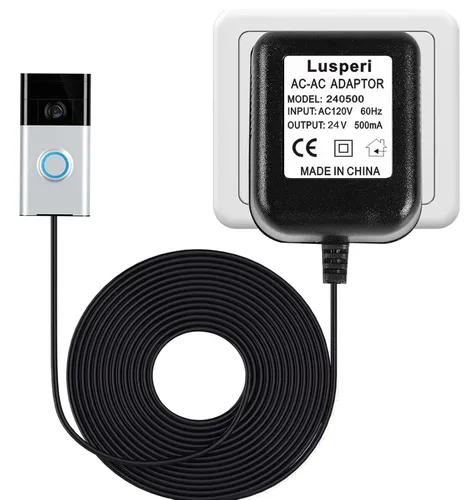 Miniatura 8 de Cable extra largo de 19.7 pies, transformador de timbre de 18V500mA compatible con timbres de video inalámbricos Ring, Nest, Eufy, Wyze, Arlo