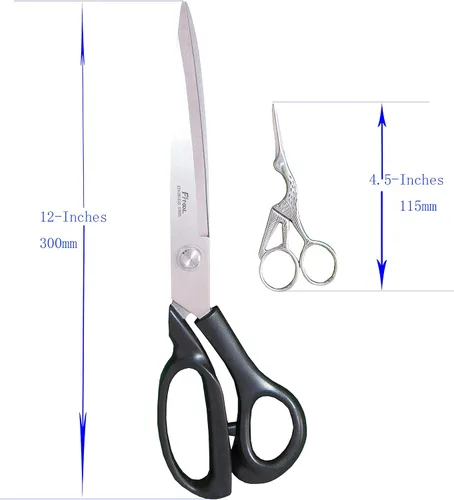 Miniatura 2 de Tijeras extra largas de uso pesado para el hogar y la oficina, tijeras de tapicería de 12 pulgadas, tijeras de costura de 4.5 pulgadas, tijeras