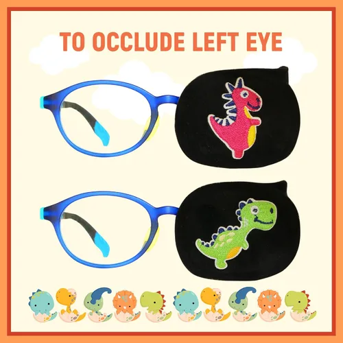 Miniatura 6 de Astropic 2 parches de ojos para niños Parche de ojo de dinosaurio para niños para gafas Parches médicos para ojos para niños con ojo perezoso