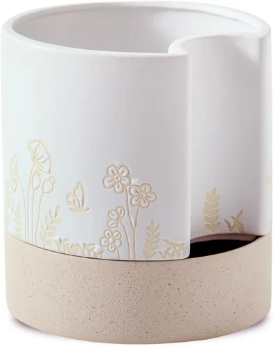 Miniatura 11 de Nihow Maceta de riego automático: maceta de cerámica de 6 pulgadas con orificio de drenaje y almacenamiento de agua para plantas de interior y Negro