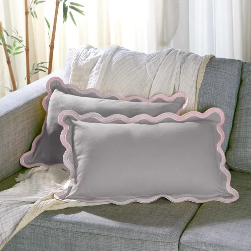 Miniatura 24 de Fundas de almohada Folkulture para sofá o para sala de estar Juego de 2 fundas de almohada (18x18) con diseño boho Fundas de almohada Rubor