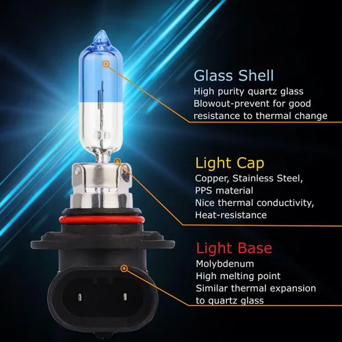 Miniatura 2 de Sinoparcel Bombillas halógenas 9012 para faros delanteros, haz alto y bajo, 3500 K, repuesto más brillante para luz estándar de 55 W, paquete de 2