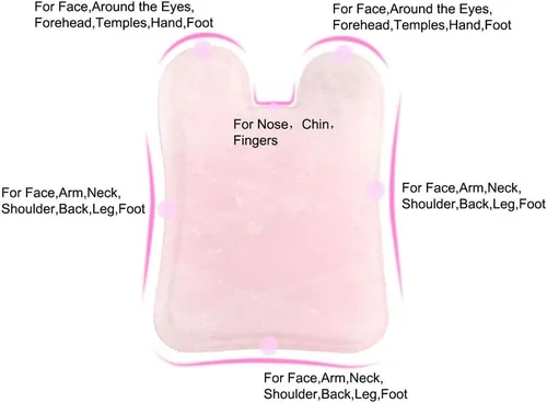 Miniatura 5 de Gua Sha Herramienta facial - Herramientas de masaje de spa para hinchazón ocular, círculo oscuro y drenaje linfático - Tabla de cuarzo rosa