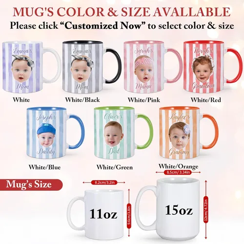 Miniatura 3 de Taza de café personalizada con cara de bebé, taza personalizada con foto, nombre y título, cumpleaños, Navidad, día del padre, día de la madre, baby