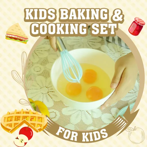 Miniatura 4 de JoyTown - Juego de cocina y hornear para niños con estuche de almacenamiento, suministros de cocina reales con libro de cocina, cuchillos