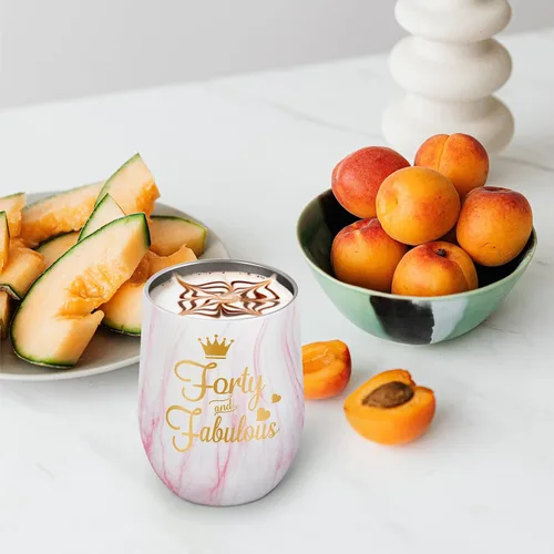 Miniatura 3 de GINGPROUS Regalos de cumpleaños número 40 para mujeres, esposa, mamá, amigas, compañeras de trabajo, vaso de vino de cuarenta y fabulosos para 40