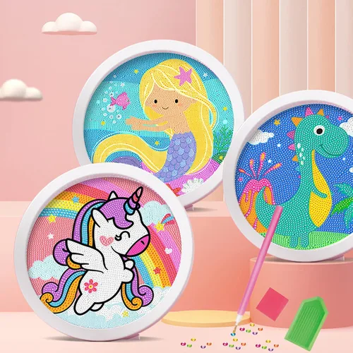 Miniatura 8 de ACSAUMMY Kits de pintura de diamantes 5D para niños con marco de madera, arte y manualidades de diamantes de dinosaurio para niños de 6 a 8 a 10 a