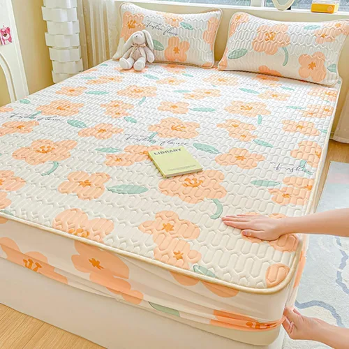 Miniatura 13 de FCLDESHOP Comfort Hotel - Sábana bajera ajustable de bolsillo profundo, juego de sábanas bajeras y fundas de almohada de seda de hielo de látex