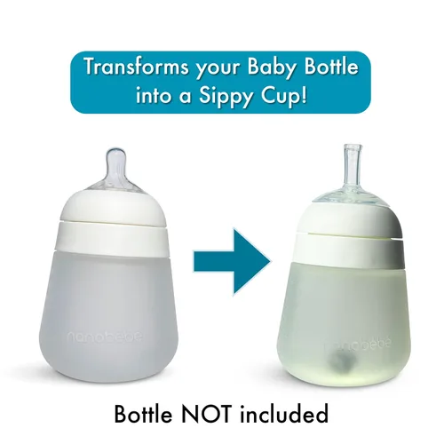 Miniatura 3 de Kit de conversión de vaso con pajita para biberones Nanobébé de silicona flexible, 2 unidades, pezones de silicona suave de grado alimenticio
