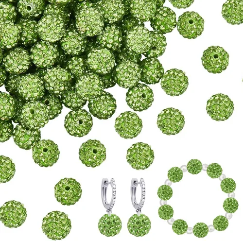 Miniatura 15 de PH PandaHall 100 cuentas de arcilla de hematita con diamantes de imitación negros de 0.394 pulgadas (0.394 in) – cristal de polímero pavimenta bola