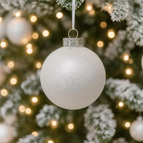 Miniatura 9 de Adornos grandes y blancos para árbol de Navidad de estilo casa de campo, decoración navideña, de 4.72 pulgadas, de plástico inastillable, bolas