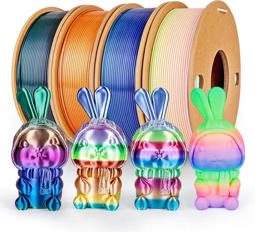Miniatura 51 de Paquete de filamento para impresora 3D, filamento PLA sedoso de 4/64 pulgadas (1.75 mm), compatible con la mayoría de impresoras FDM, 10 carretes