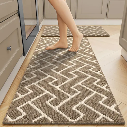 Miniatura 8 de hicorfe Juego de 2 tapetes de cocina antideslizantes para piso, cómodas alfombras de cocina lavables para pasillos, entrada, cuarto de servicio