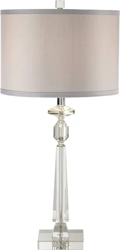 Miniatura 8 de Vienna Full Spectrum Aline - Lámpara de mesa tradicional de 26 1/2 pulgadas de alto, cristal transparente, pantalla gris, sala de estar, dormitorio