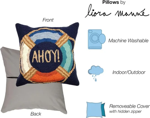 Miniatura 6 de Liora Manne Decorativo, insertos y fundas Ahoy azul marino, cojines de 18 x 18 pulgadas