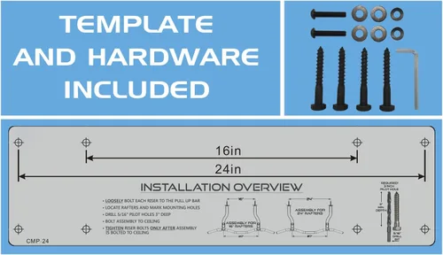 Miniatura 5 de Ceiling Mount Pull Up Bar with Reversible Risers for 16 and 24 Inch Joists with Optimum Grip Spacing by Ultimate Body Press