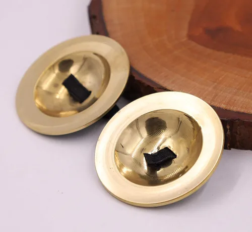 Miniatura 7 de DharmaObjects - 2 pares de dedos de latón profesional platillos zills danza del vientre bolsa de seda (rosa)
