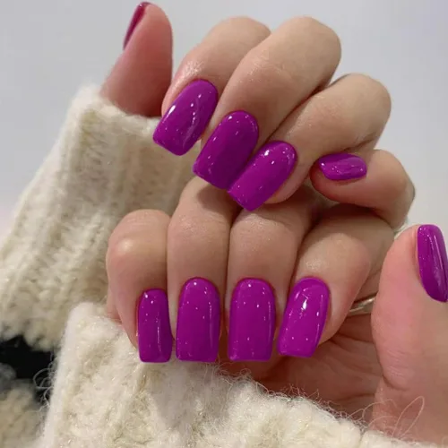 Miniatura 18 de Uñas postizas a presión color rosa bebé, uñas postizas cuadradas medianas con pegamento en uñas de longitud media, uñas acrílicas cortas