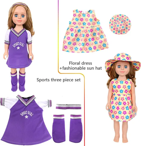 Miniatura 6 de MSYO 10 piezas de ropa y accesorios para muñecas de 16 a 18 pulgadas, trajes de moda hechos a mano con vestidos, tops, pantalones, traje de baño
