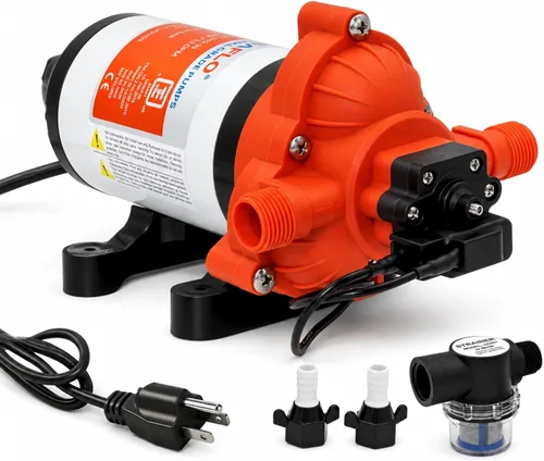 SEAFLO Bomba de agua dulce serie 33 de 110 V/115 V CA, bomba de presión autocebante de 3.3 GPM 45 PSI con interruptor de presión inteligente, bomba