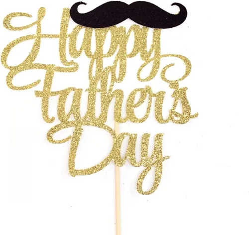 Decoración para tartas con texto en inglés «Happy Father's Day´s Day» (Feliz Día del Padre, Día del Padre), decoración para bigote