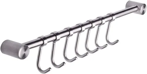 Estantes de utensilios de cocina de acero inoxidable 304 con 7 ganchos deslizantes montados en la pared de 15 pulgadas