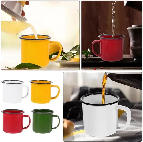 Miniatura 9 de YARNOW 4 tazas de café, taza de café de viaje esmaltada para reuniones familiares, picnics, barbacoas y más