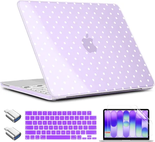 Miniatura 49 de TWOLSKOO Funda para MacBook Neo de 13 pulgadas 2026 A3404 A18 Pro Chip, carcasa rígida de plástico con adaptador tipo C, 2 fundas para cámara web
