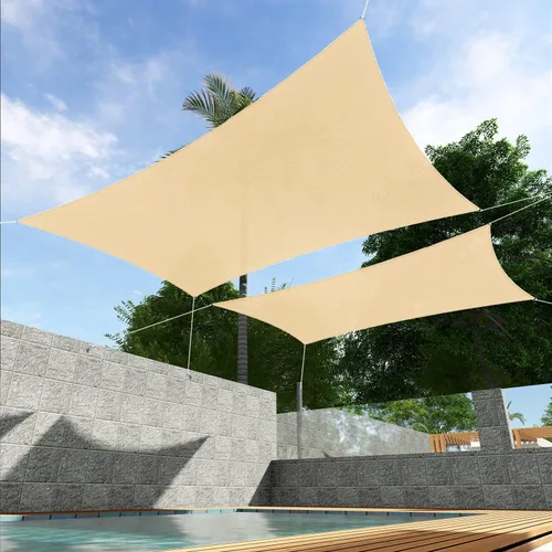 Miniatura 8 de Toldo rectangular de 9 x 17 pies, color arena, permeable, a prueba de rayos UV, para patio, jardín, actividades al aire libre