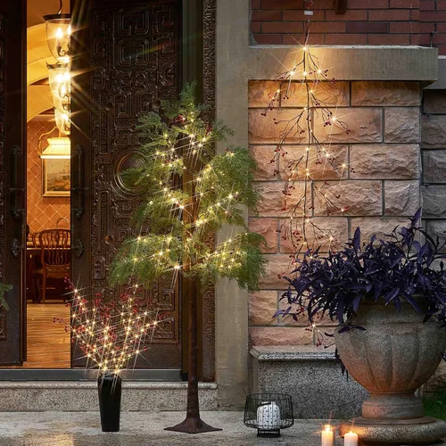 Miniatura 7 de Hairui - Guirnalda de bayas rojas con luces de 6 pies, funciona con pilas con temporizador, guirnalda iluminada con 120 luces de hadas LED