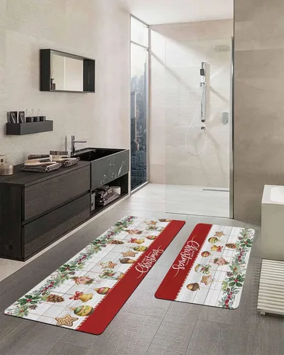 Miniatura 2 de Tapete de baño de Navidad para bañera, antideslizante, de secado rápido y absorbente, tierra de diatomeas, para ducha, dormitorio, cocina, lavable