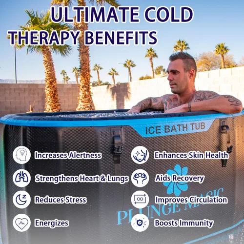 Miniatura 3 de Ultimate - Bañera de hielo inflable con cubierta para atletas, portátil y tamaño XXL, color negro, compatible con enfriador de agua (alargado negro)