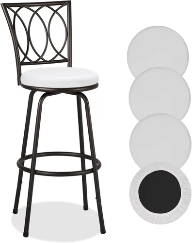 Miniatura 19 de Deisy Dee 4 fundas de asiento redondas para taburetes de bar, fundas elásticas para sillas redondas de 13 a 16 pulgadas (naranja)