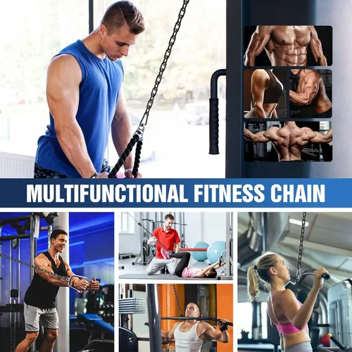 Miniatura 6 de Cadena de fitness, cadena de levantamiento de pesas, cadena de extensión de cable de ejercicio de acero inoxidable 304, barra desplegable LAT