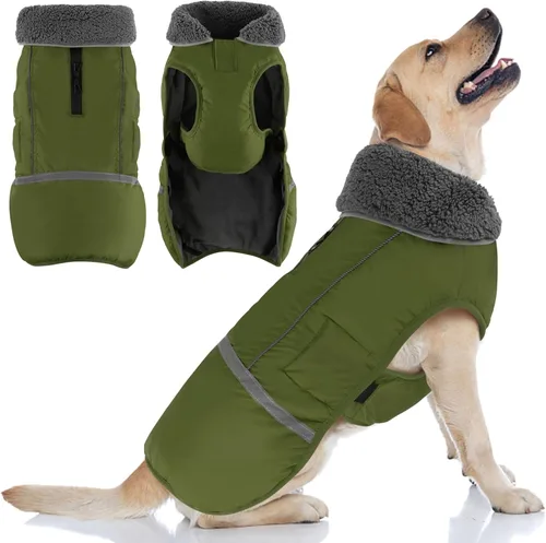 Miniatura 26 de Doglay Abrigo para Perro, Chaqueta Impermeable para Perro Abrigo de Invierno para Mascotas para Clima Frío con Cuello Peludo Grueso, Chaqueta
