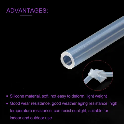 Miniatura 5 de DMiotech 0.354 in ID 0.433 in OD 10 pies tubo de silicona transparente tubo industrial de silicona para bomba de aire de agua