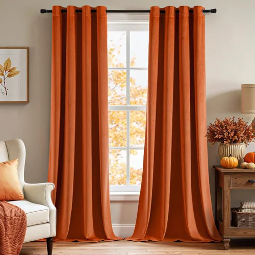 Miniatura 16 de EMEMA Juego de 2 paneles de cortinas de terciopelo de 63 pulgadas, con pestaña trasera y bolsillo para barra, cortinas con aislamiento térmico