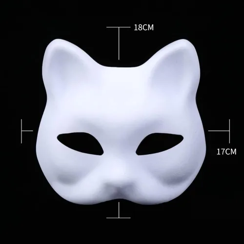 Miniatura 4 de GSHLLO 3 máscaras pintables de gato en blanco para mascarada, máscaras blancas pintadas a mano para Halloween, fiesta de baile, cosplay