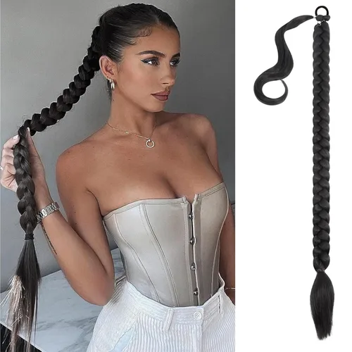 Miniatura 21 de Mebeli Extensiones de cola de caballo trenzadas, extensiones trenzadas, extensiones de cola de caballo largas trenzadas, extensiones de cola de #2